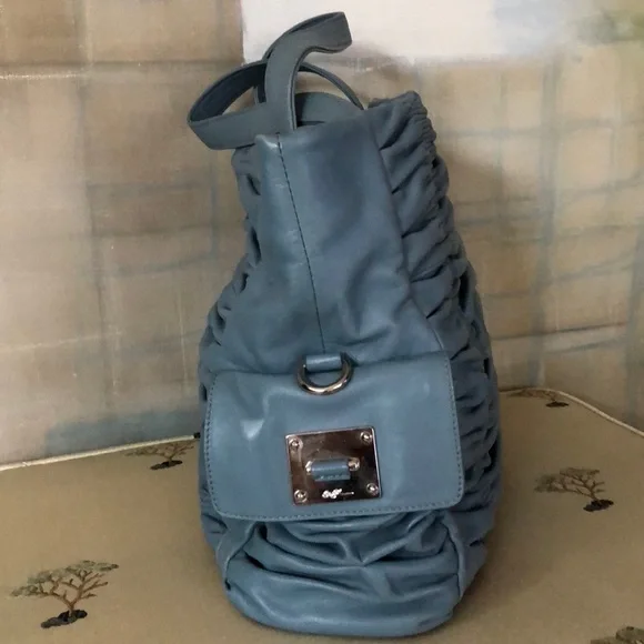 Donald J Pliner Blue Leather Bucket Bag - Picture 5 of 10